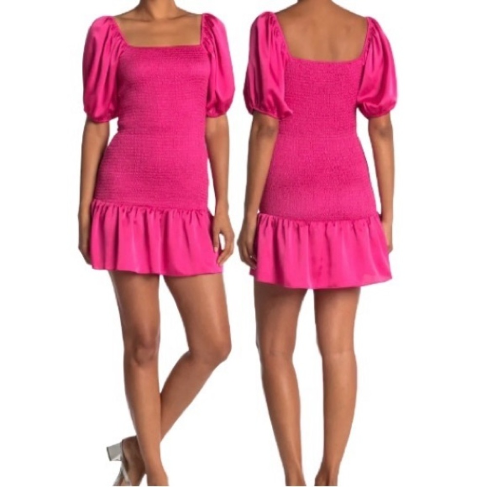 NSR Pink Square Neck Babydoll Dress